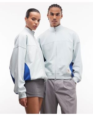 Collusion Circular design collection - sweat zippé unisexe en tissu épais à empiècement - et bleu