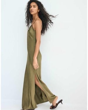 Stradivarius Satin Midi Dress - White