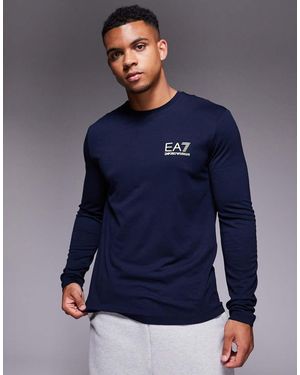 EA7 Armani Gold Label Small Logo Long Sleeve T-shirt - Blue