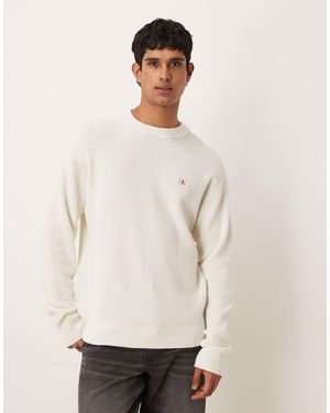 Calvin Klein Badge Crew Neck Jumper - Natural