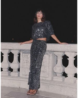 4th & Reckless Crop top en velours orné - Noir