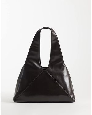 ASOS Bolso Tote Marrón De Corte Trapecio Con Bolsillo Interior-Negro