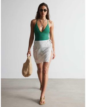 & Other Stories Mix And Match V-neck One-piece Swimsuit With Padding - Green