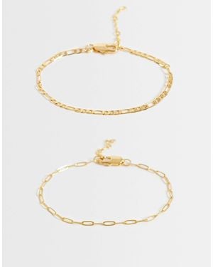 ASOS Asos Design Curve 14k Plated Pack Of 2 Chain Bracelets - White