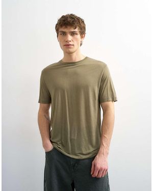 TOPMAN T-Shirt Vestibilità Classica Trasparente Kaki - Verde