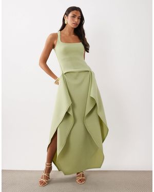 ASOS Scoop Neck Maxi Dress With High Sides - Green