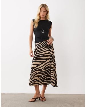 Mango Midirock mit zebra-print - Weiß