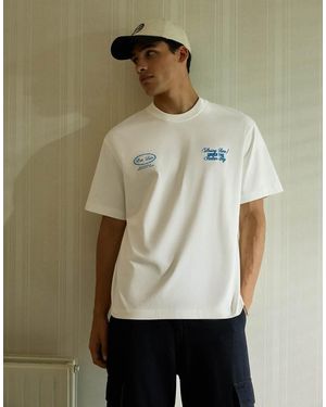 Bershka Short Sleeve Print T-shirt - Natural