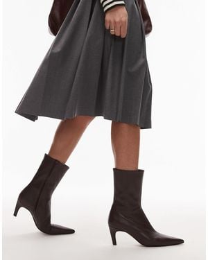 TOPSHOP Neeve Premium Leather High Heeled Ankle Boots - Black