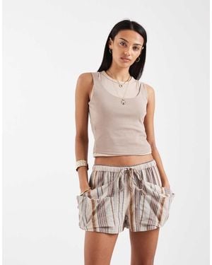 Free People Good Fortune Striped Shorts - White
