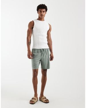South Beach Linen Look Shorts - Blue