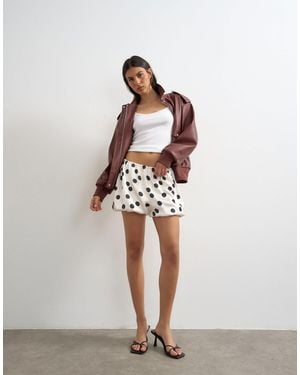 TOPSHOP Satin Bubble Shorts - White