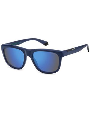 Polaroid Sunglasses Rectangular Sunglasses With Mirror Polarized Lenses - Blue