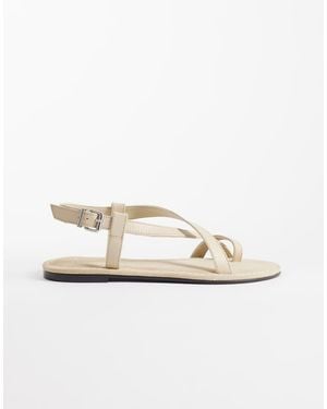 Mango Toe Detailing Flat Sandals - White