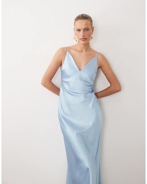 ASOS High Apex Satin Midi Dress - Blue