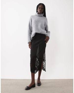 ASOS Transparente midirock mit perlenbesatz am saum - Weiß