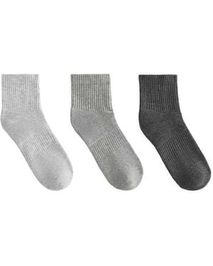 Oysho 3 Pairs Of Cotton Blend Quarter Sports Socks - White