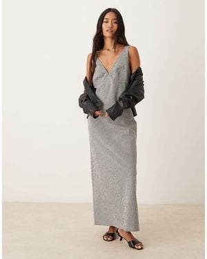 ASOS Midi-Slipdress Met Gingham Ruit - Naturel