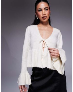 River Island Tie Front Frilly Cardigan - Grey