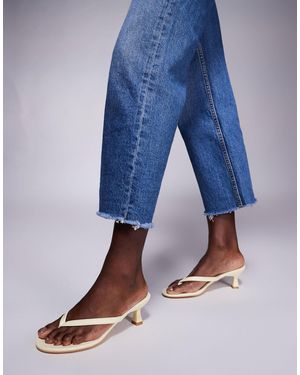 Public Desire Evermore Toe Thong Kitten Heeled Sandals - Blue