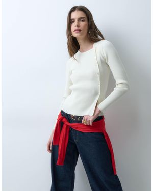 ASOS Asymmetrischer strick-cardigan mit knopfleiste - Weiß