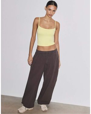 Stradivarius Strappy Polyamide Top - Yellow