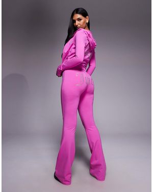 Juicy Couture Velour Low Rise Drawstring Diamante Outline Logo Trackies - Pink
