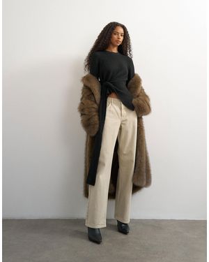 TOPSHOP Strickpullover mit seitlichen bindebändern und wolle - Grün