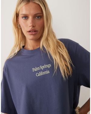 ASOS Oversized T-shirt With Palm Springs Graphic - Blue