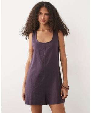 Mango Combishort sans manches en lin mélangé - aubergine - Violet