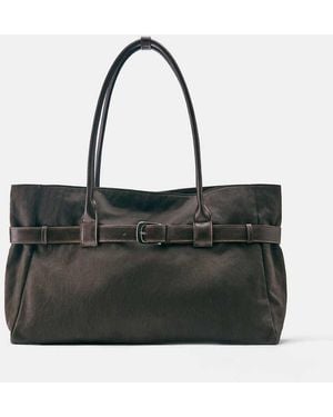 Pull&Bear Shopper Bag With Buckle - Black