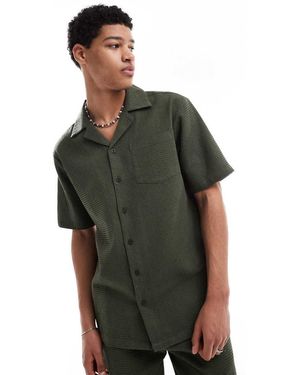 Sol Beach Camisa Playera De Tejido Gofrado De -Verde
