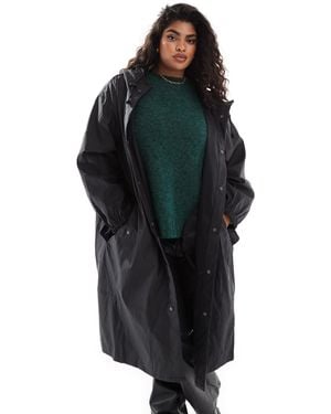 ASOS Asos Design Curve Rubberised Rain Parka Coat - Blue