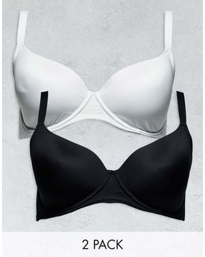 ASOS Asos design curve – 2er-pack geformte t-shirt-bhs aus mikrofaser - Weiß