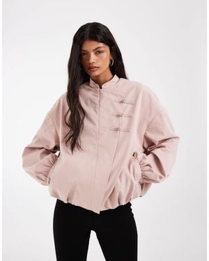 ASOS Cotton Mandarin Detail Bomber Jacket - Natural