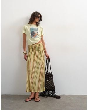 TOPSHOP Ruched Stripe Skirt - White