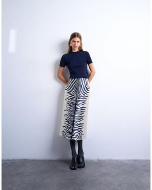 TOPSHOP Satin A Line Midi Skirt - Blue