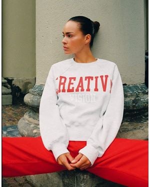 Pull&Bear Creative Graphic Sweatshirt - Red