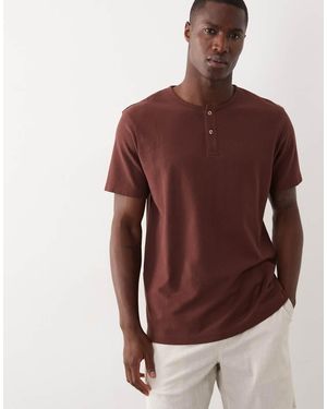 ASOS Regular Fit T-shirt With Henley Neck - Brown
