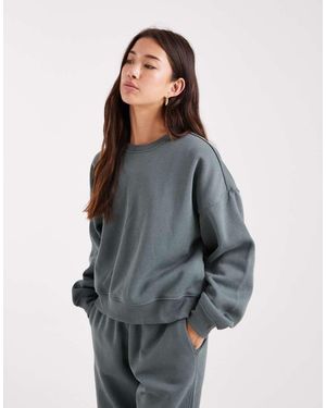 ONLY Sudadera Verde Con Cuello Redondo Y Hombros Caídos De (Parte De Un Conjunto) - Gris