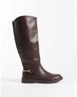 SIMMI Simmi london wide fit kniehohe stiefel garnet mit horsebit-details - Braun