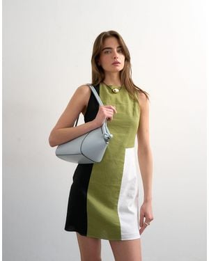 TOPSHOP Linen Rich Open Back Mini Dress - Green
