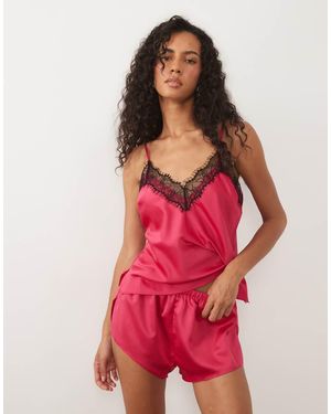 Ann Summers Conjunto De Camisola Con Ribete De Encaje En Frambuesa - Rojo