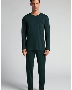 Intimissimi Long Superior Cotton Pyjamas - Green