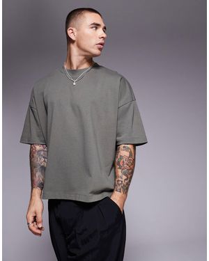 ASOS – kastiges, schweres oversize-t-shirt - Grau