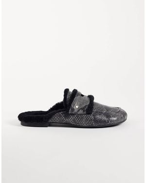 Bronx Jaxx-ie Slip On Furry Mules - Black