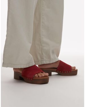 TOPSHOP Hamilton Suede Clogs With Studs - Red