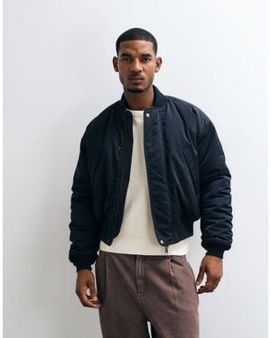 Weekday Bomber à manches froncées et détail au dos en marine - Bleu