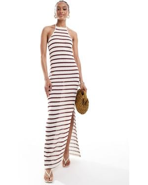 ONLY Open Knit Maxi Dress With Contrast Trim - White