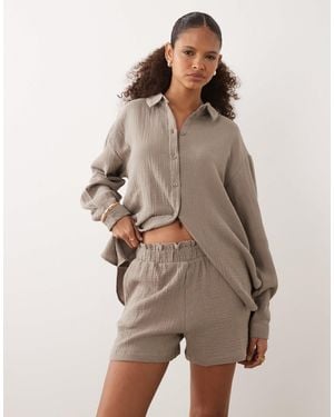Jdy – shorts aus musselinstoff - Braun